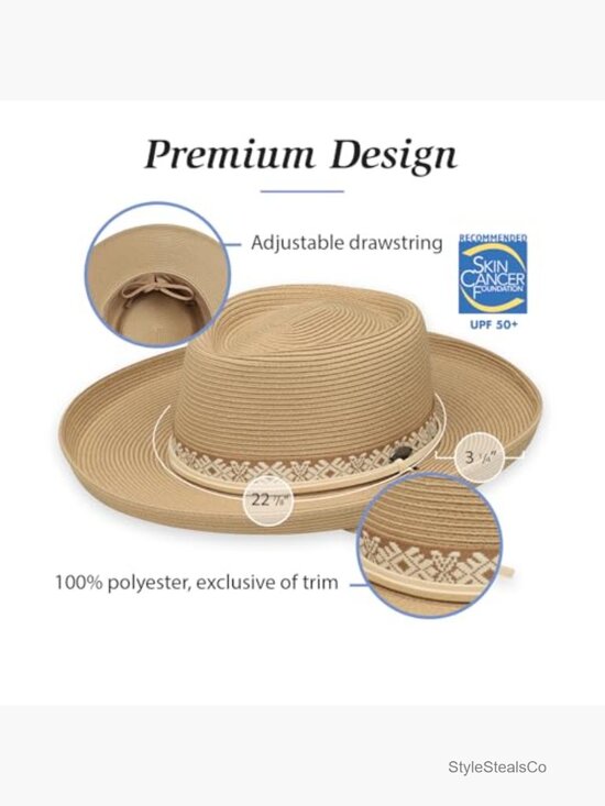 UPF 50+ Wide Brim Sun Hat – Packable, Adjustable with Chin Strap Wide Brim Sun Hat UPF 50+ Waterproof Packable Bucket Hat for  main image 4